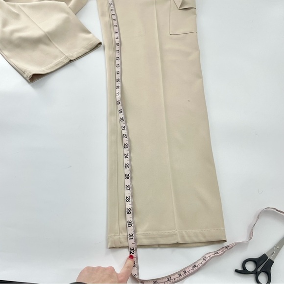 nasty gal light‎ khaki high rise pleated dress style cargo pants 6 - Picture 4 of 10